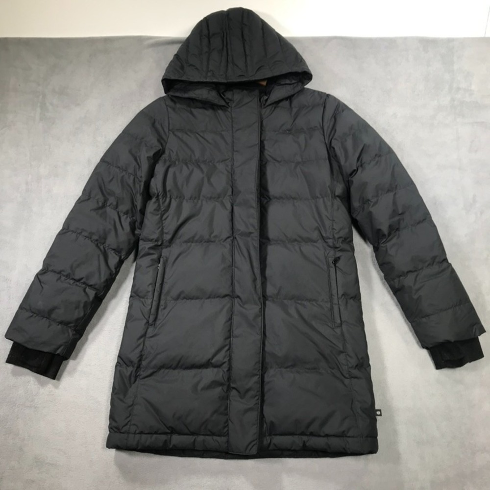 Athleta Girl Puffer Coat Youth Size XXL 16 Black Hooded Goose Down Full Zip